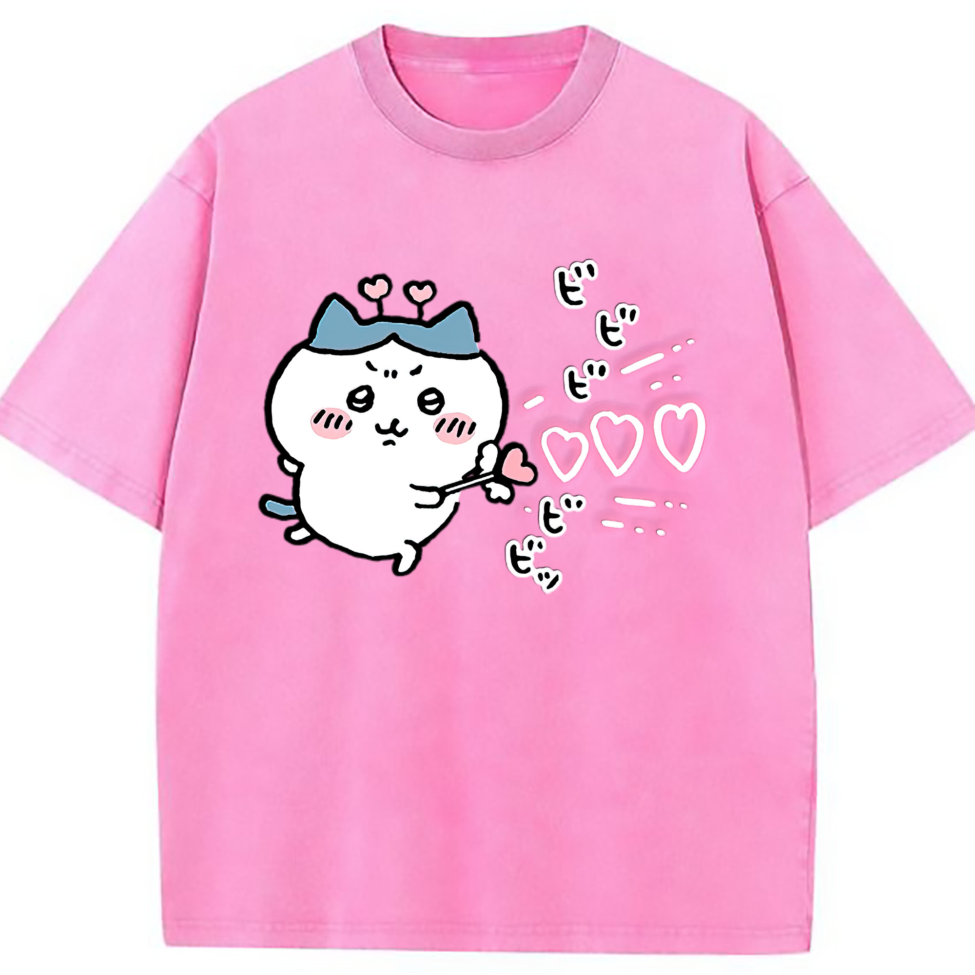 （画像用） ちいかわ ハチワレ Chii-kawa hachiware 綿100% ヴィンテージ風 半袖Tシャツ（フロントプリント）